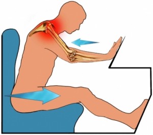 Graphic showing shoulder injury in a car crash